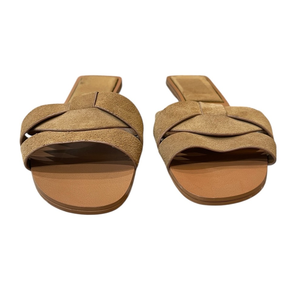 Zara Suede Beige Slide Sandals - Picture 7 of 8